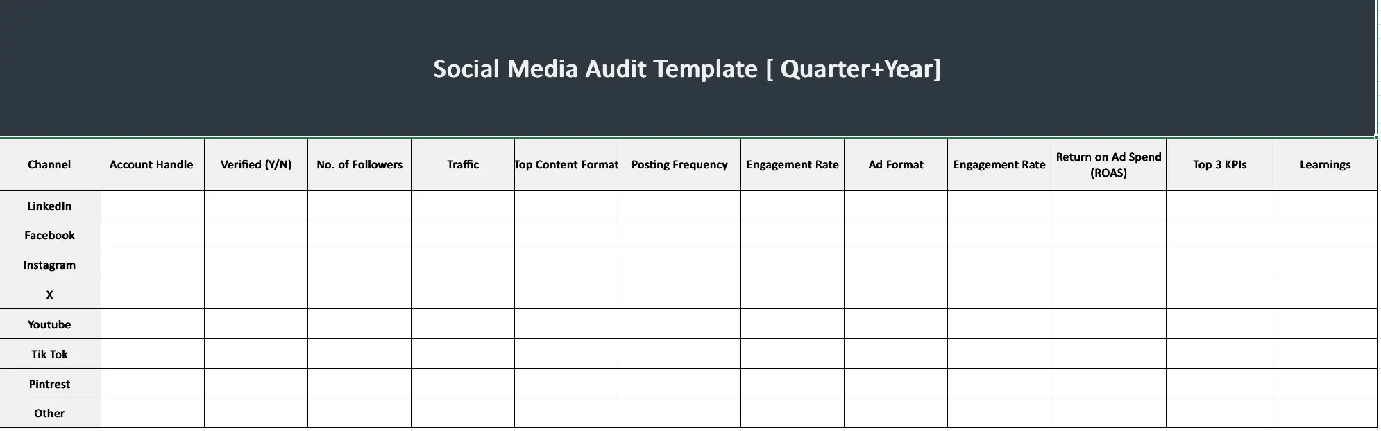 Image of Sprinklr's free social media audit template