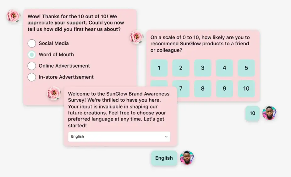 AI-powered conversational survey with Sprinklr online survey software