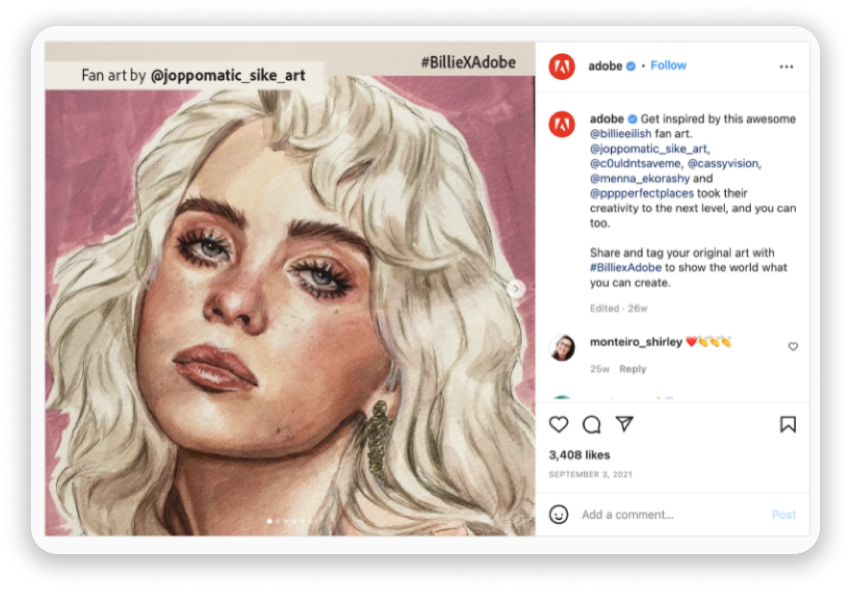 Adobe partnered with pop icon Billie Eilish and kickstarted a UGC campaign