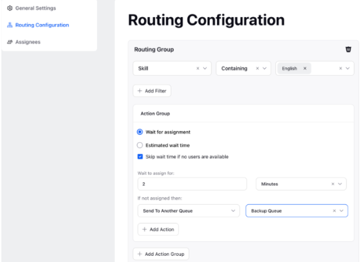 Routing configuration setting in automatic call distribution by Sprinklr