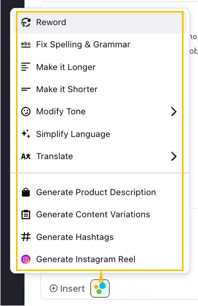 Sprinklr AI+ writing assistant to streamline content creation.