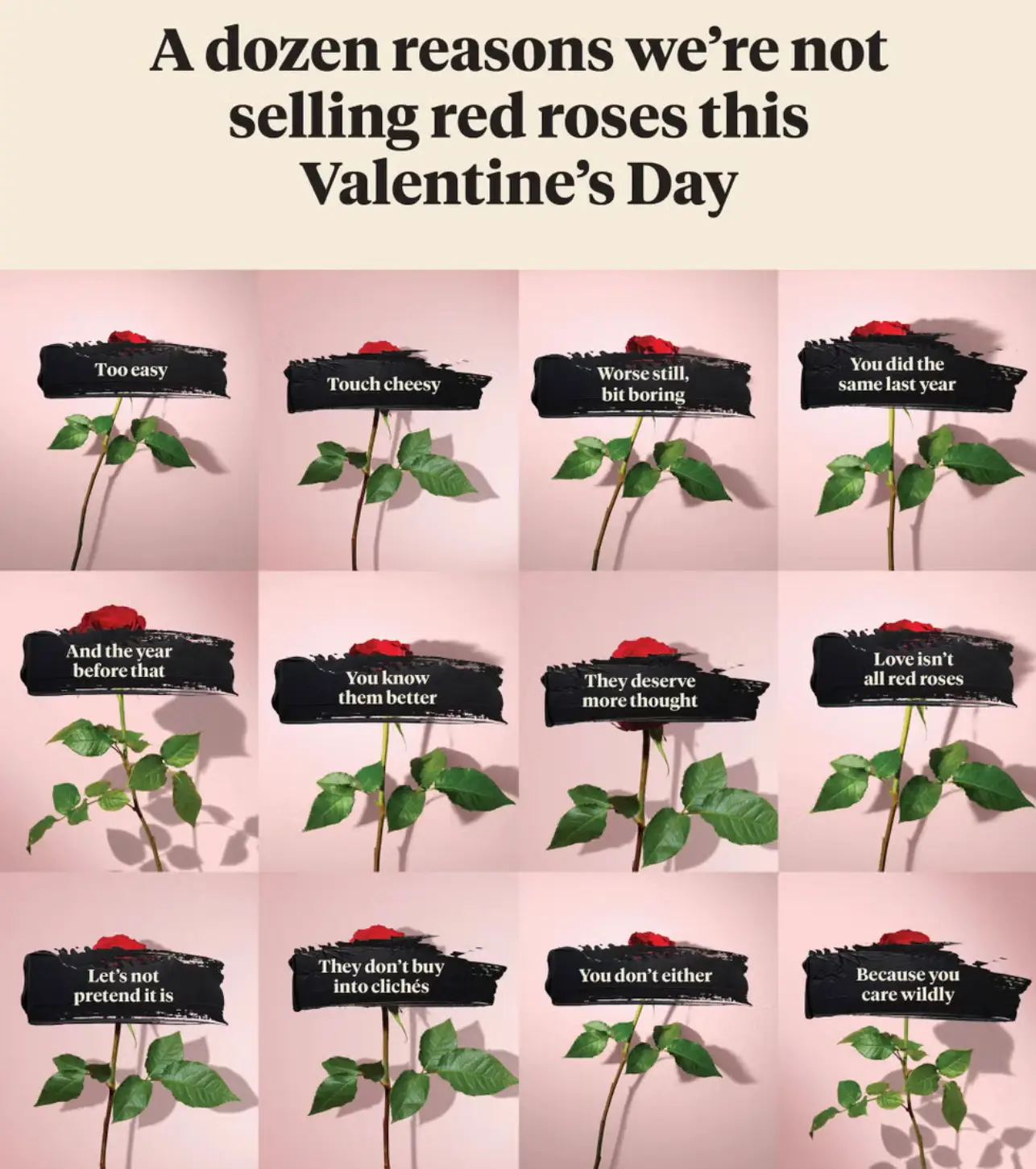 Bloom & Wild “No Red Roses” campaign
