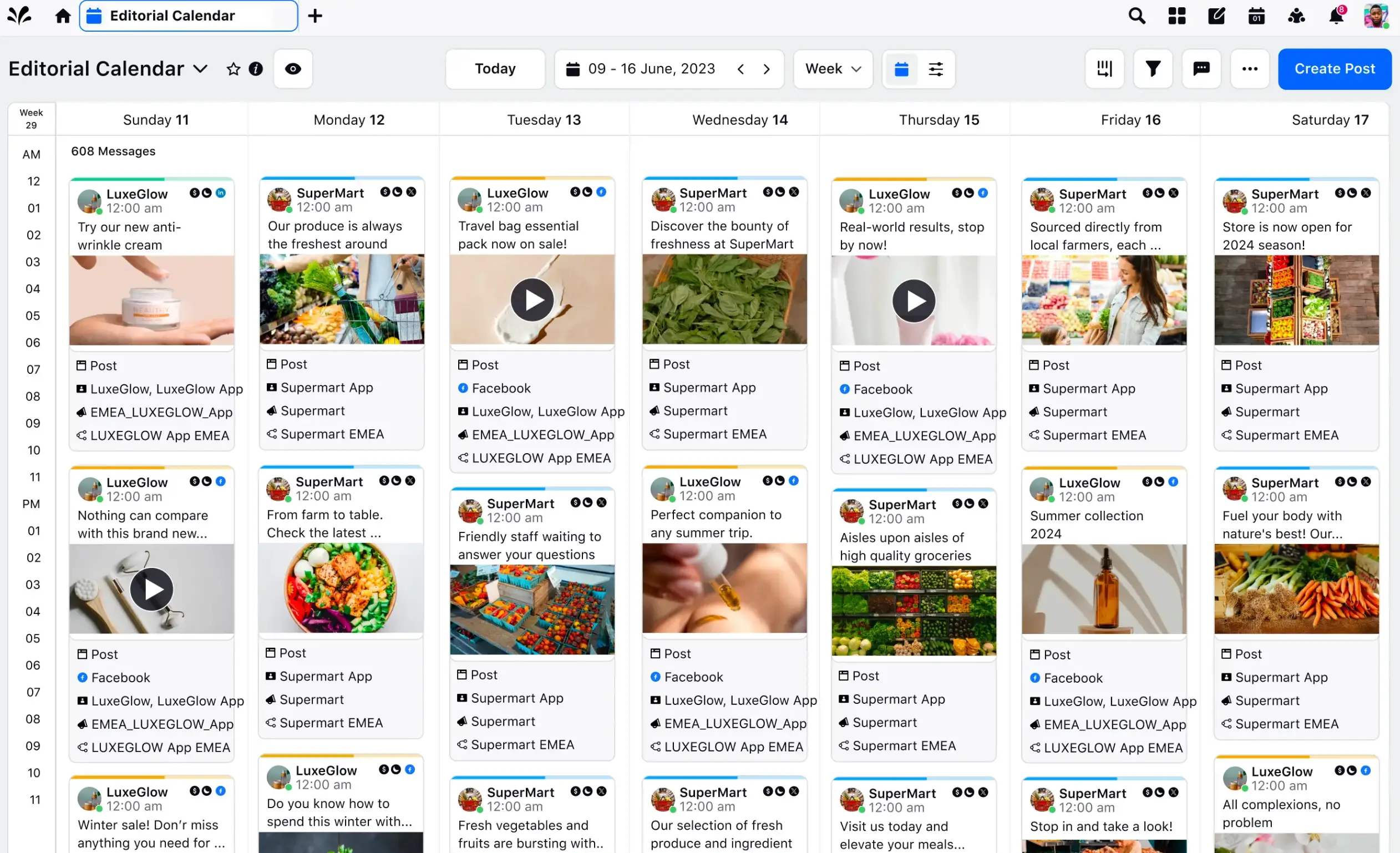 Sprinklr's Unified Editorial calendar.