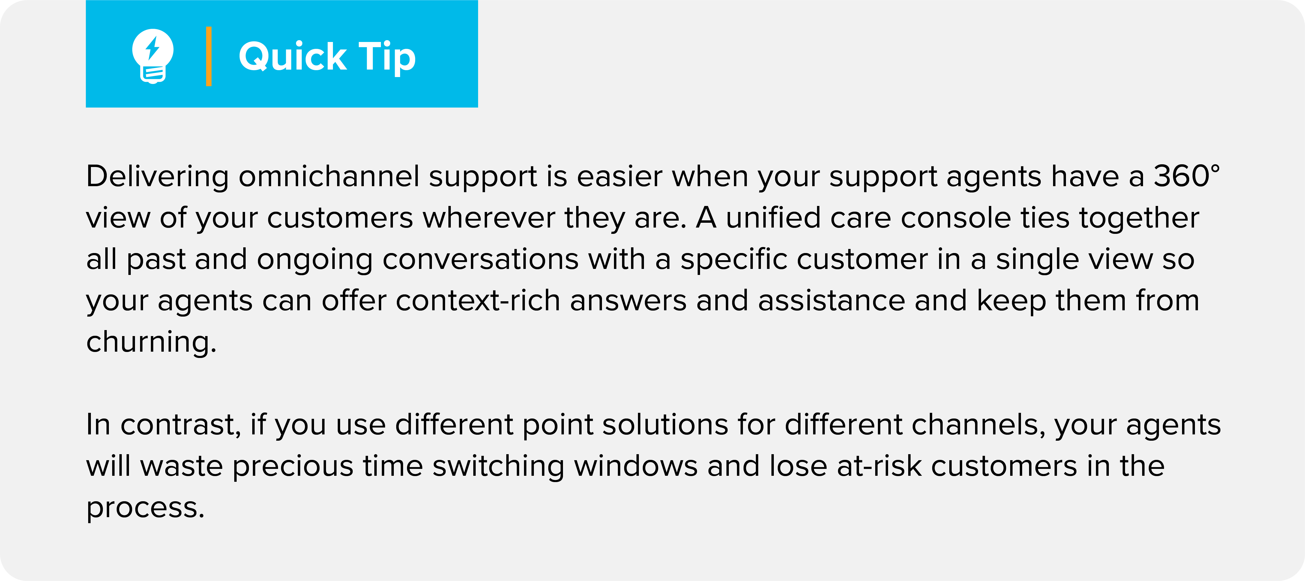 An image with a quick tip about omnichannel support.