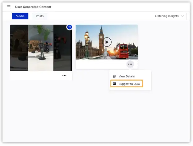 Title: Inserting image... - Description: Sprinklr User-Generated Content dashboard