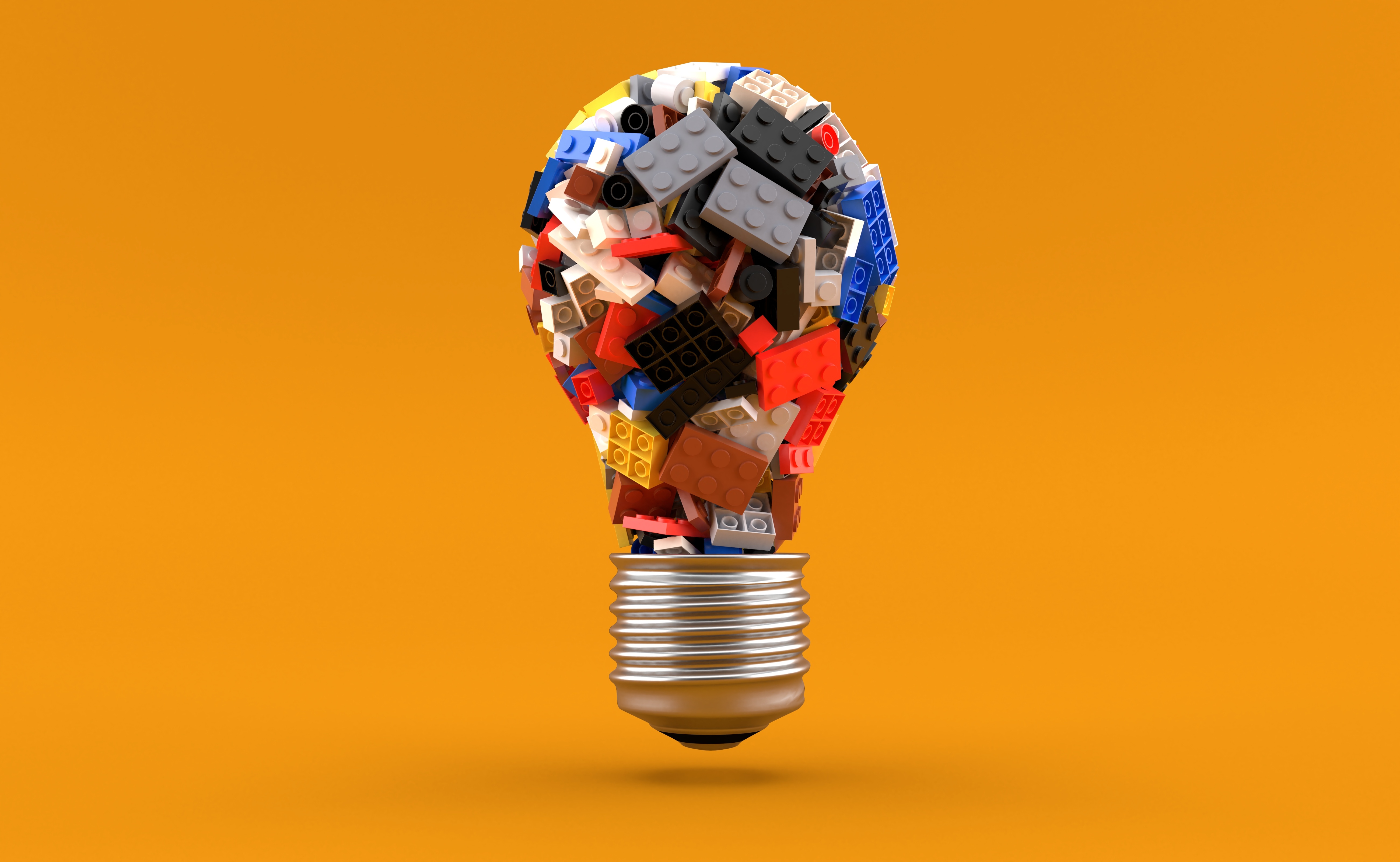 A bulb made out of LEGO emphasising a breakthrough moment and a novel idea just like LEGOS did with their ideas platform for their customers.