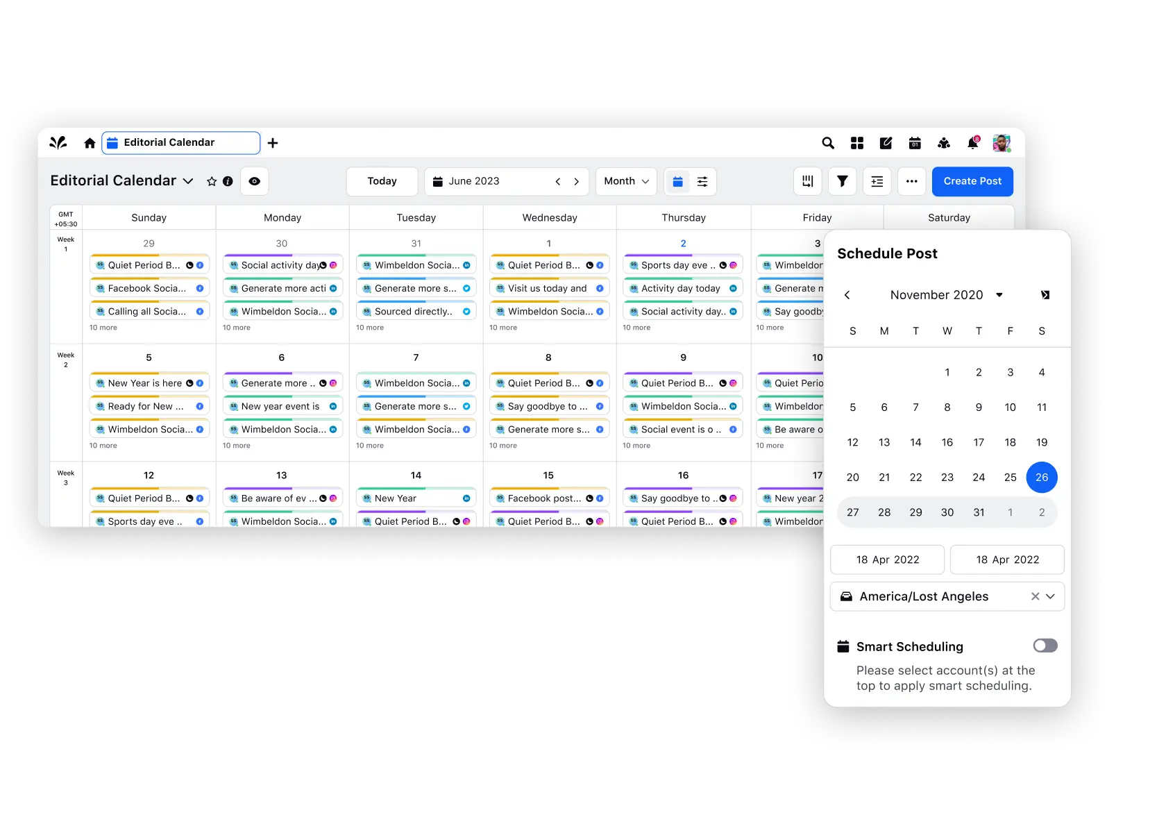 With all your publishing happening from a single marketing calendar, track pockets of inactivity in your content schedule and plug those gaps proactively.  