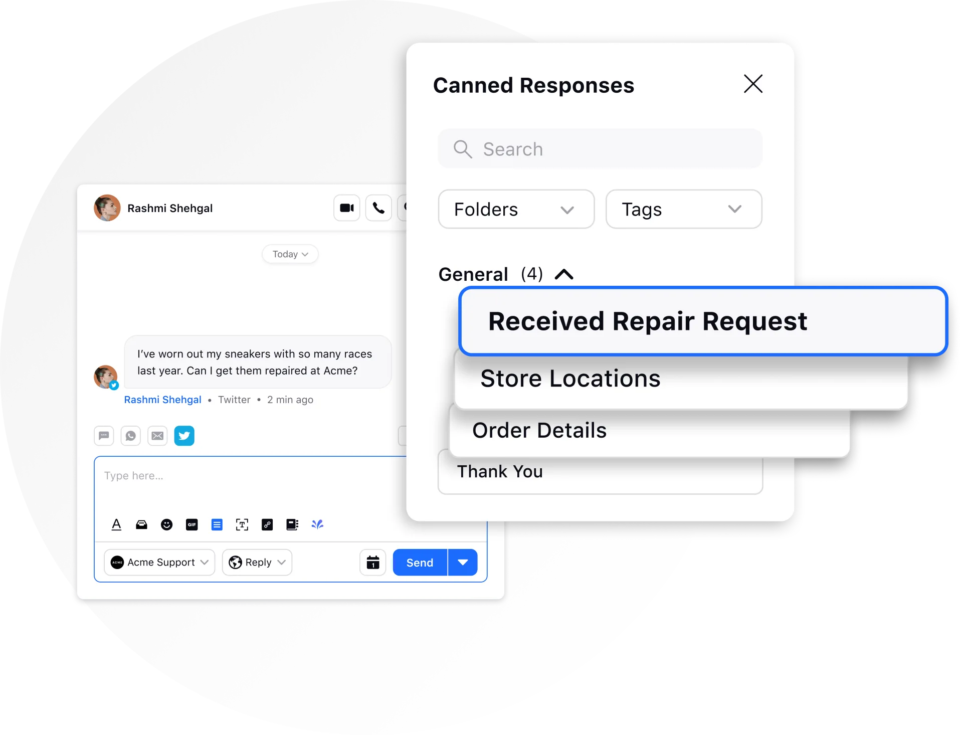 Canned Responses with Sprinklr Agent Assist Software
