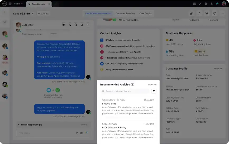 Sprinklr AI recommends articles