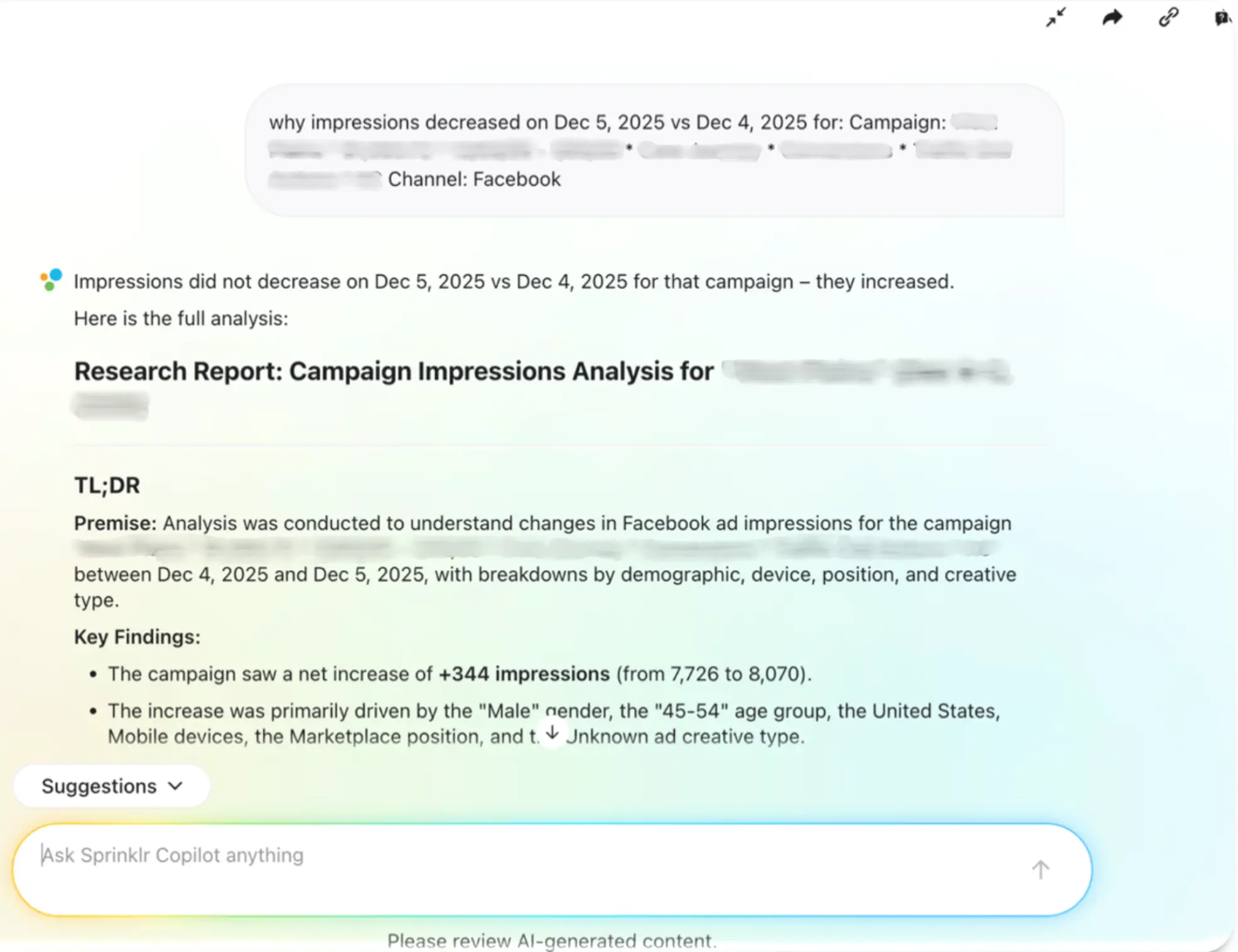 Sprinklr's Marketing Copilot capabilities.