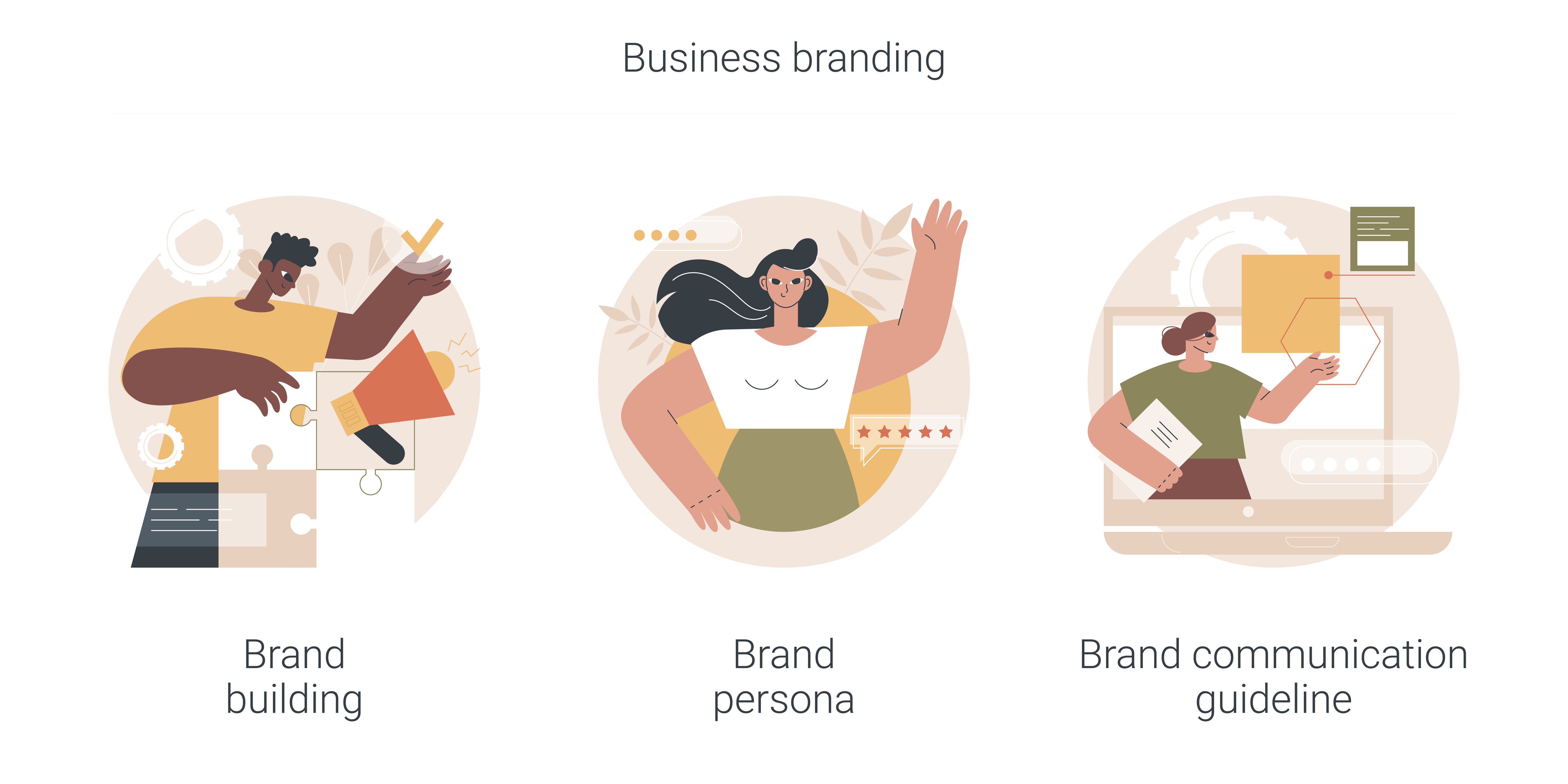 Brand persona is one of the three building blocks of business branding, along with brand building and brand communication guideline