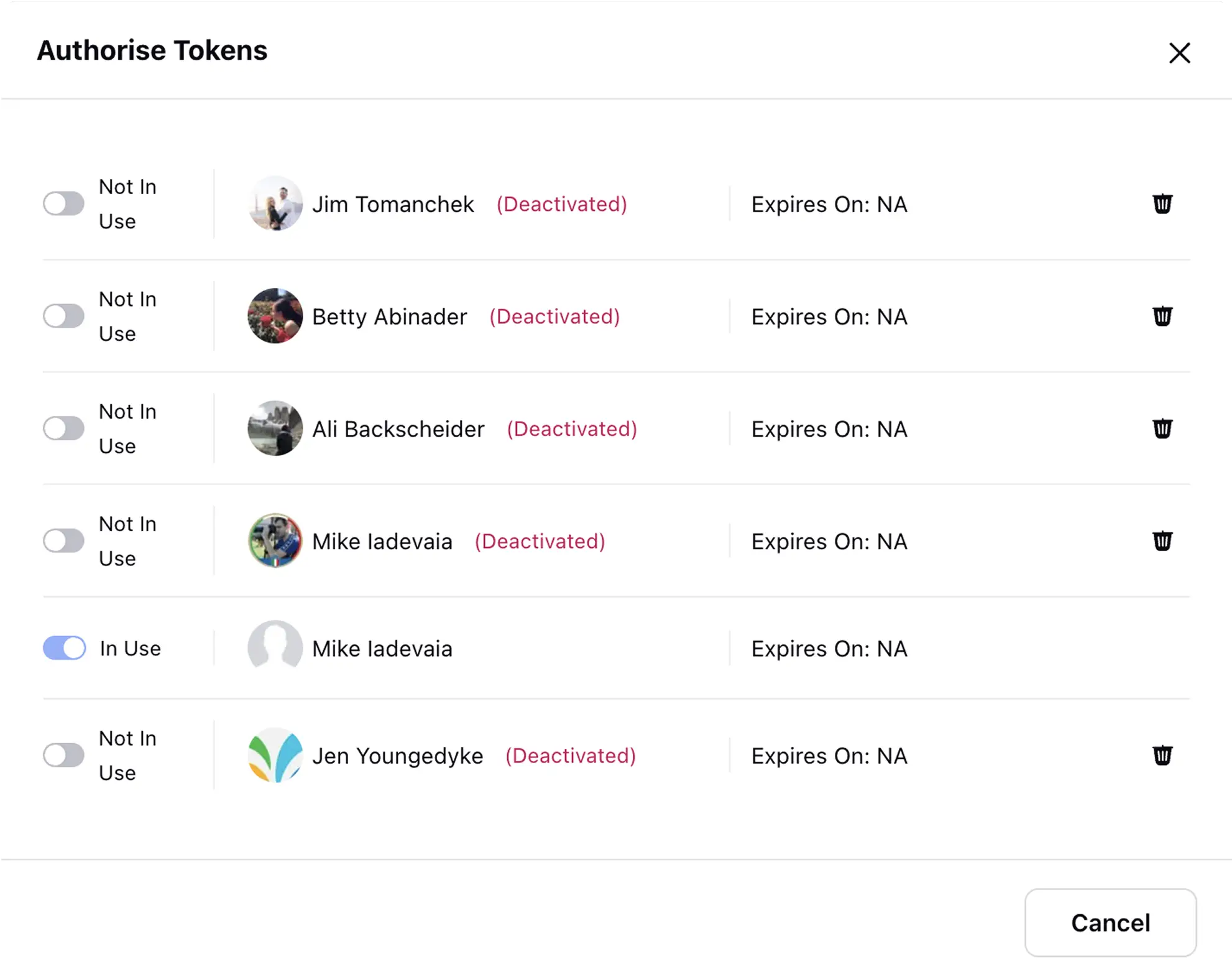 Multiple Authentication Tokens