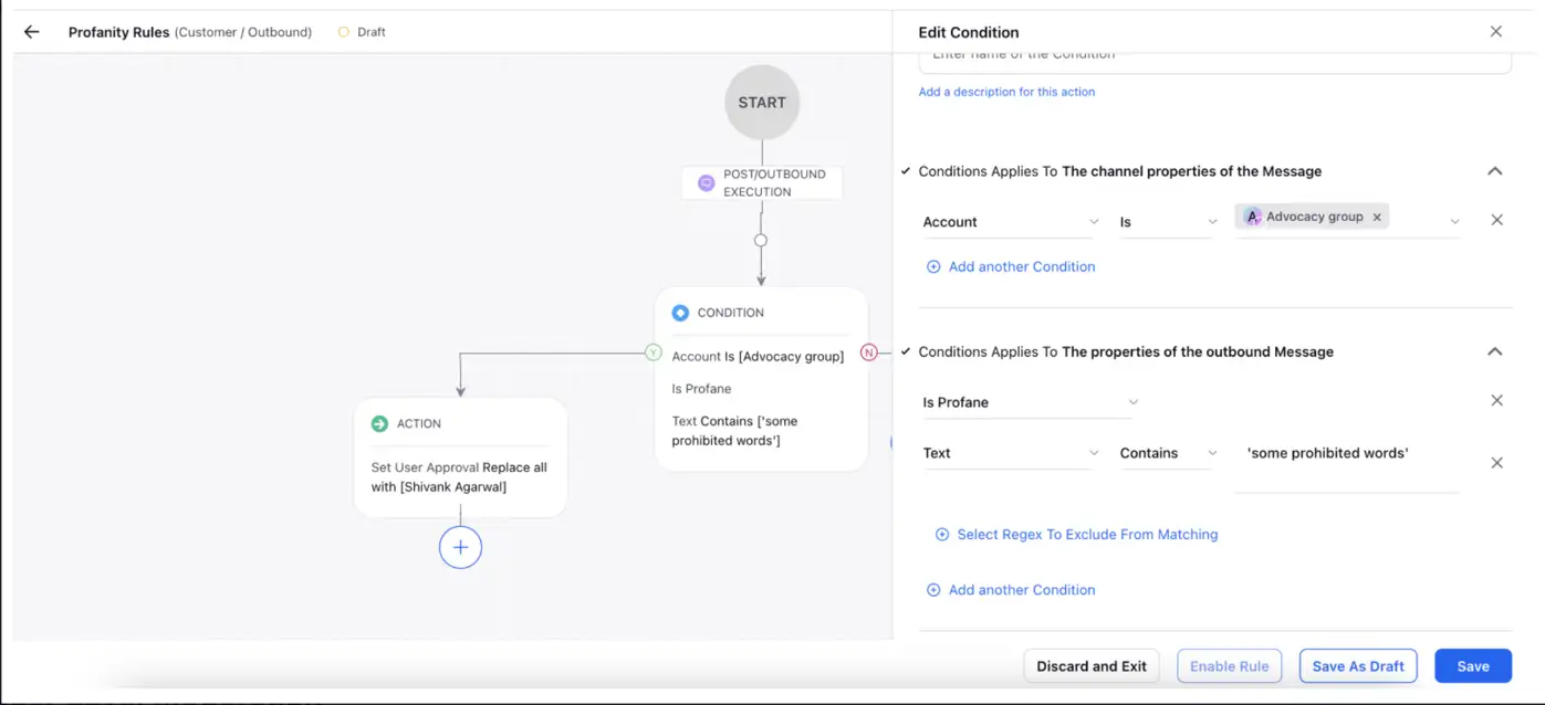 Sprinklr's Profanity Moderation to Ensure Compliance of Shared Content.