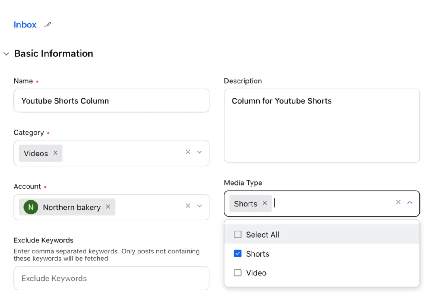 Publishing YouTube Shorts using Sprinklr.