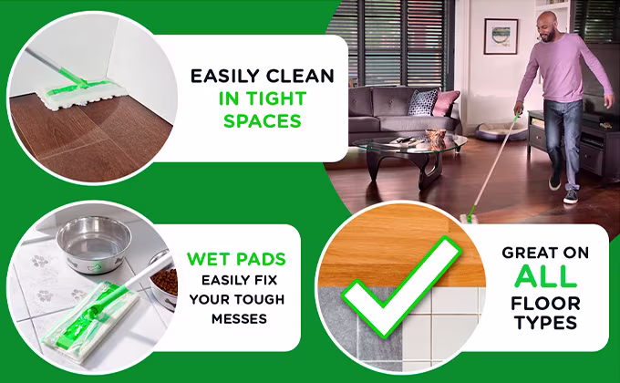 Swiffer Sweeper Dry & Wet Starter Kit: Easily Clean In TIght Spaces, Wr Pads Easily Fix Your Tough Messes, Great on All Floor Types