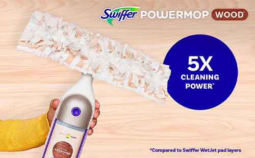 Swiffer PowerMop Wood - 5X Cleaning Power Compared to Swiffer WetJet pad layer