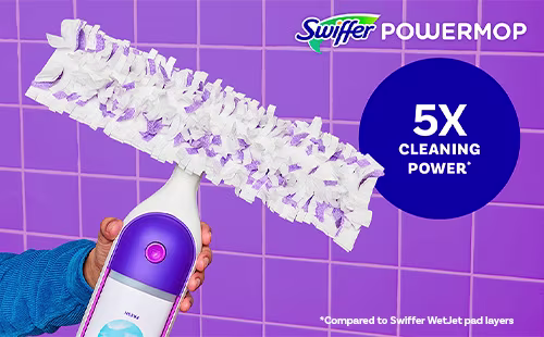 Swiffer PowerMop - 5X Cleaning Power Compared to Swiffer WetJet pad layers