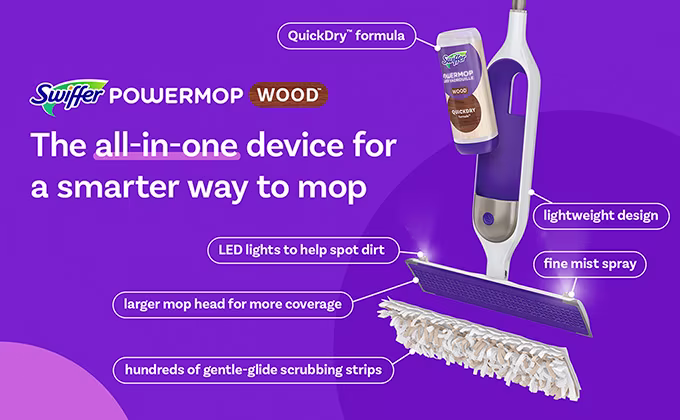 Swiffer PowerMop Wood - The all-in-one device for a smarter way to mop