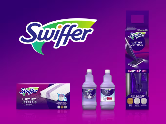 Swiffer WetJet Family image on purple background