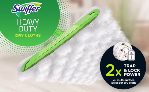 Swiffer® Sweeper™ Heavy Duty Multi-Surface Dry Cloth Refills - 2x Trap & Lock Power vs multi-surface Sweeper dry cloths