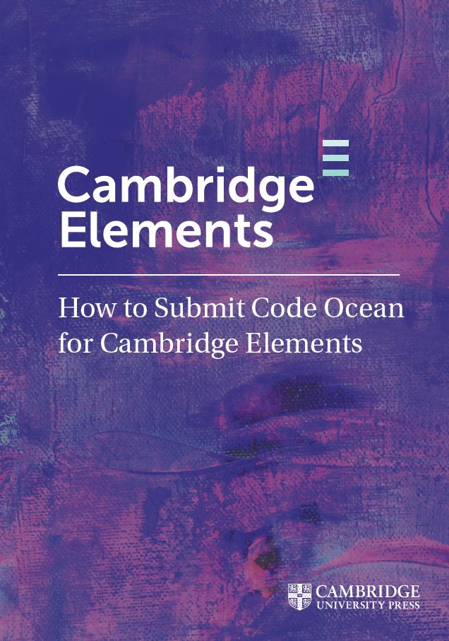 Cover text "How to submit Code Ocean for Cambridge Elements" on a purple abstract background