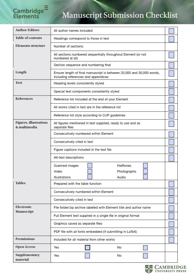 The image is of the 'Manuscript submission checklist' document. Please download to interact with the pdf.