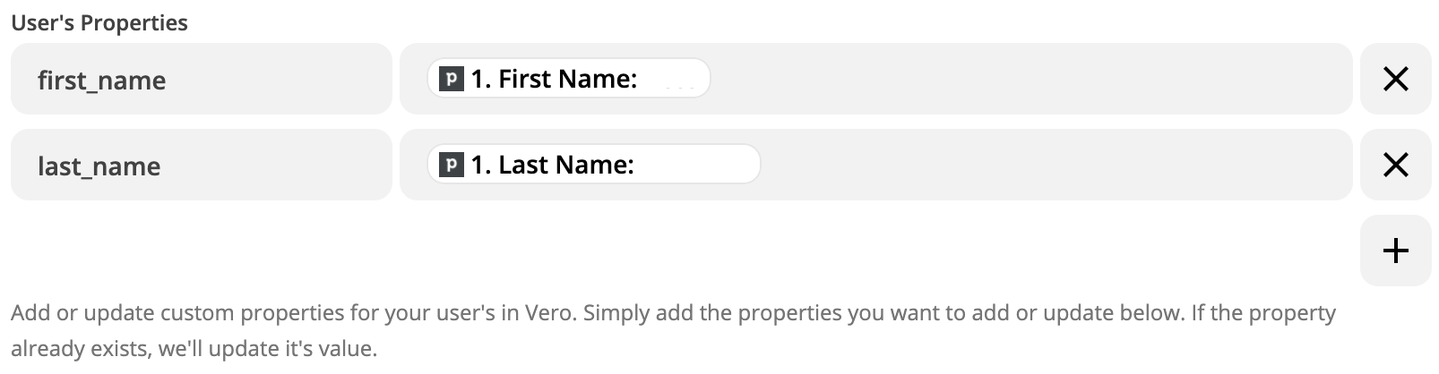 Vero User Properties in Zapier