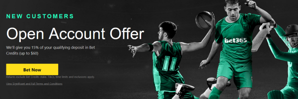 15% of your qualifying deposit in Bet Credits up to $60