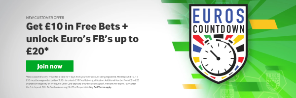 Get £10 in Free Bets + unlock Euro’s FB’s up to £20