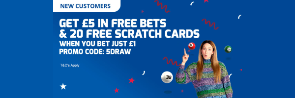 Betfred New Customer Offer - Stake £1 Get £5 in Free Bets and 20 Free Scratchcards