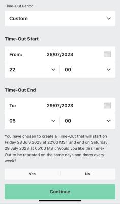 Bet365 Custom Time Out