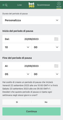 Bet365 Time Out Personalizzato