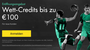 Bet365 - Eröffnungsangebot Wett-Credits bis zu, €100 Für neue Kunden Anmelden