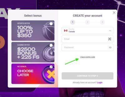TonyBet Promo Code screenshot