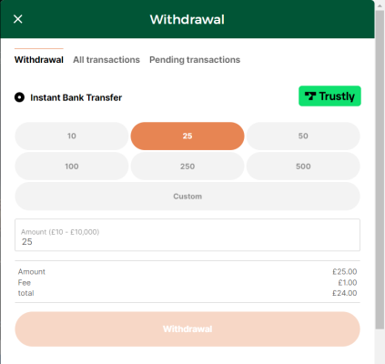 mr green withdrawal options