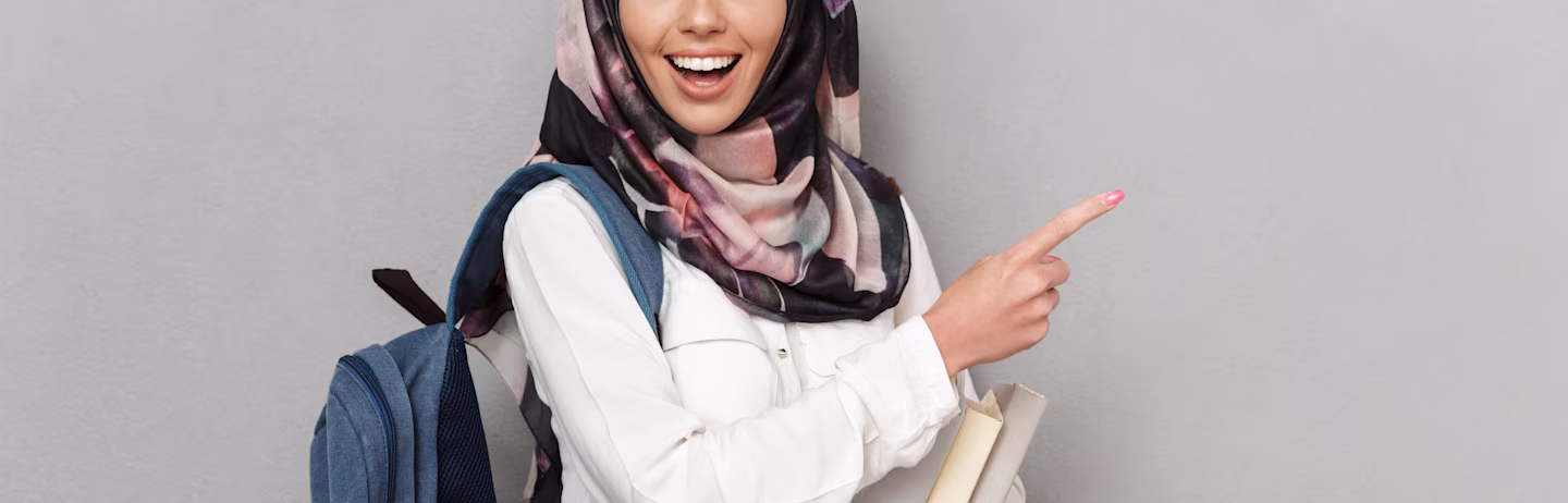 Female IELTS test taker looking happy