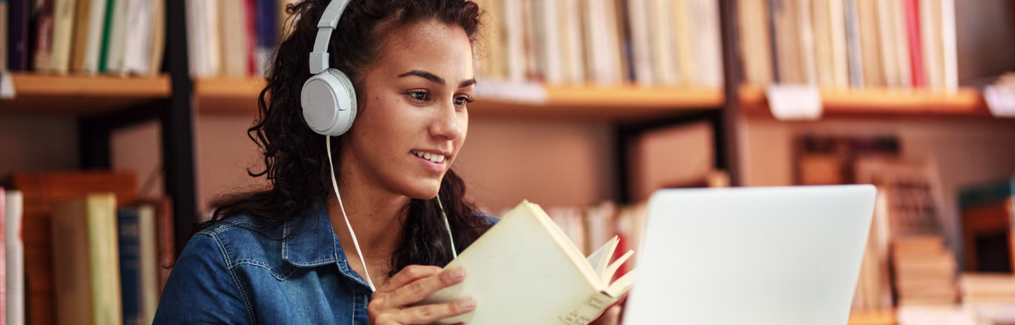A female student attends the IELTS Speaking test