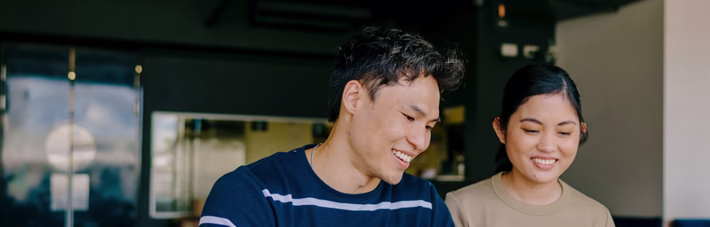 A photograph of a test taker with visual difficulty looking for alternative options.