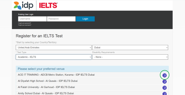 IELTS login step 4
