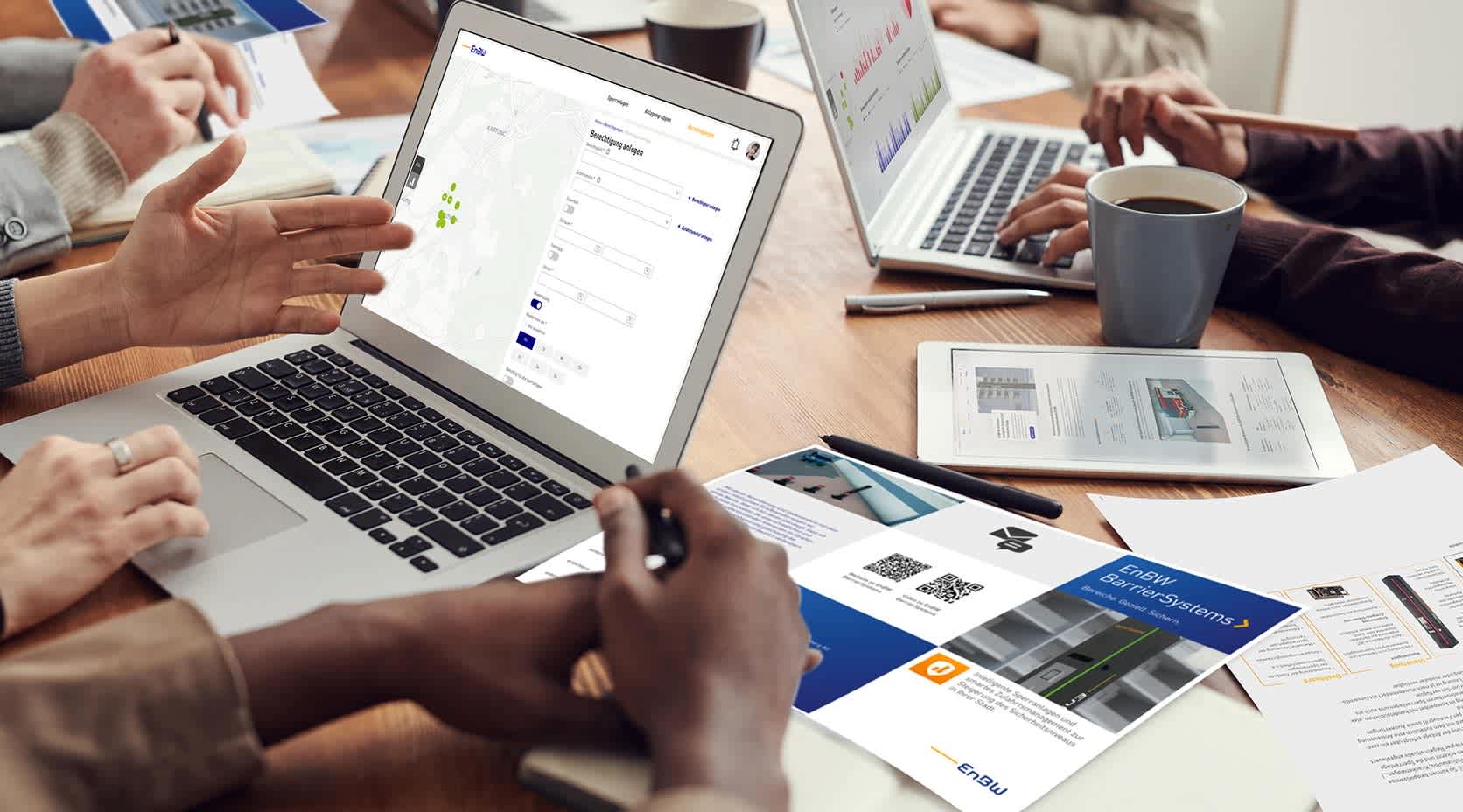 Experten der EnBW unterhalten sich über Realisierungsmöglichkeiten für EnBW BarrierSystems