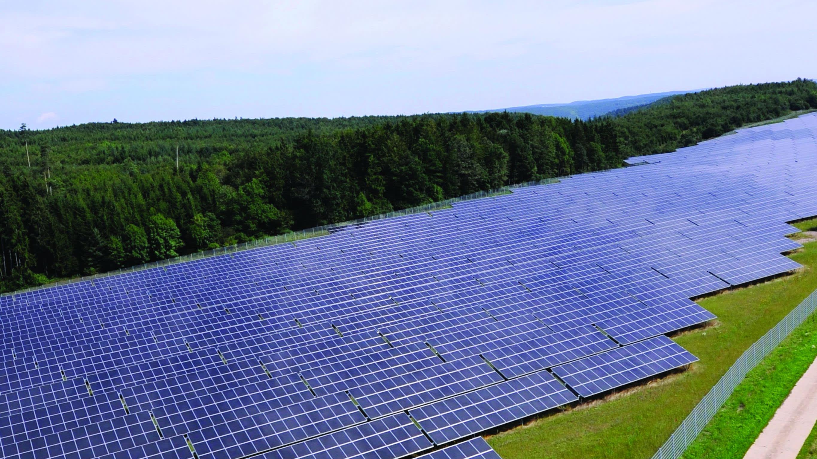 Solarpanels in einem Solarpark