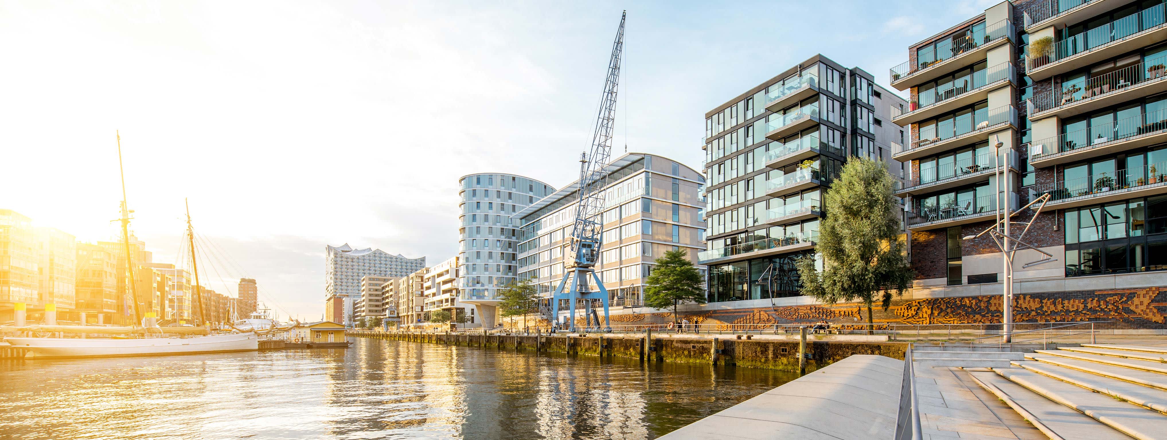 Panorama der Hafencity in Hamburg