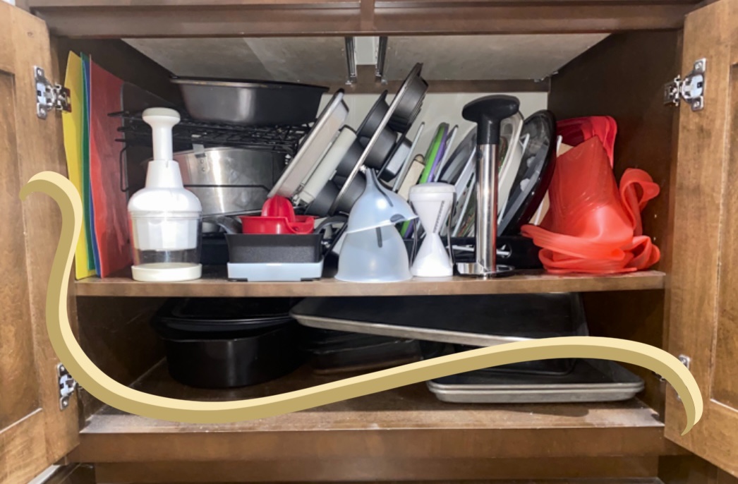 Overloaded kitchen cabinet