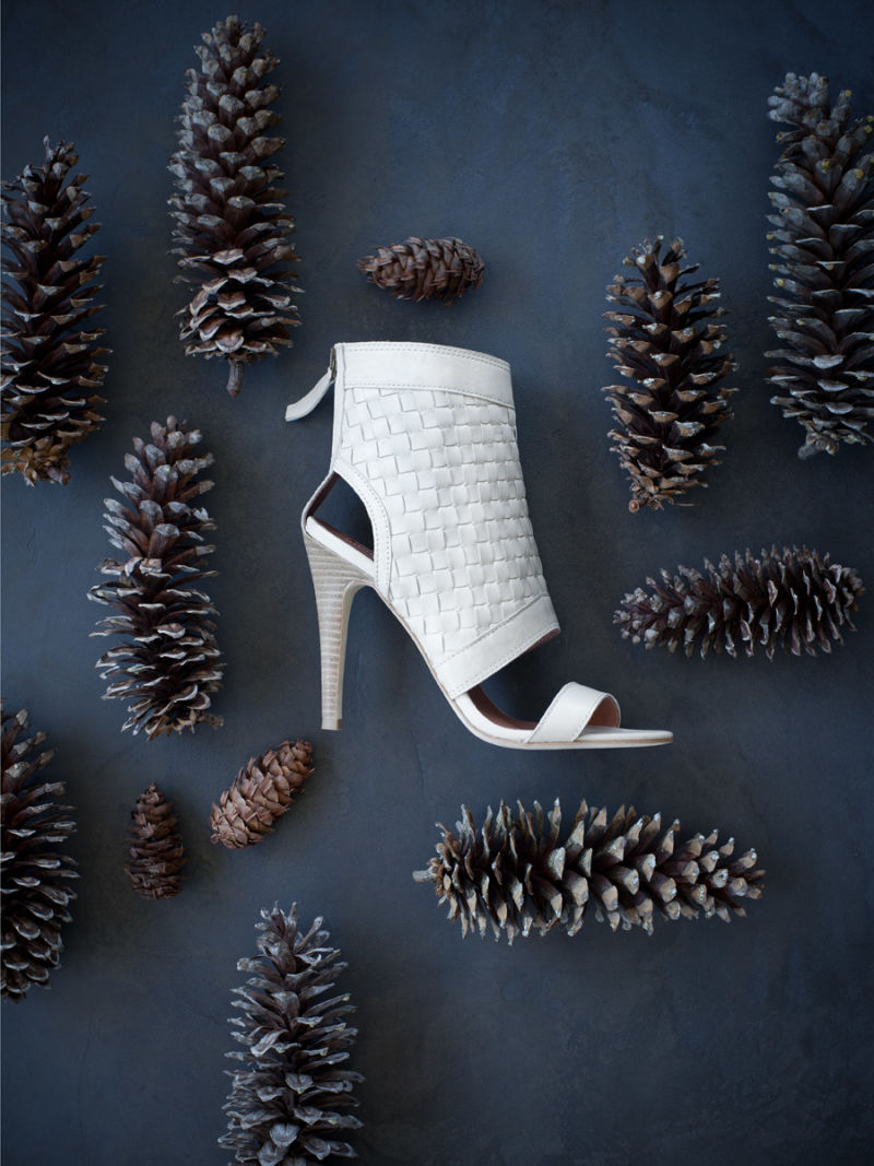 Shoe with pinecones