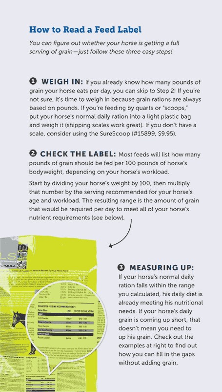 how to read horse grain feed bag label infographic
