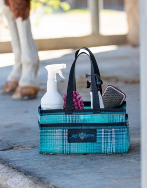 kensington grooming tote filled with essential horse brushes and grooming tools.