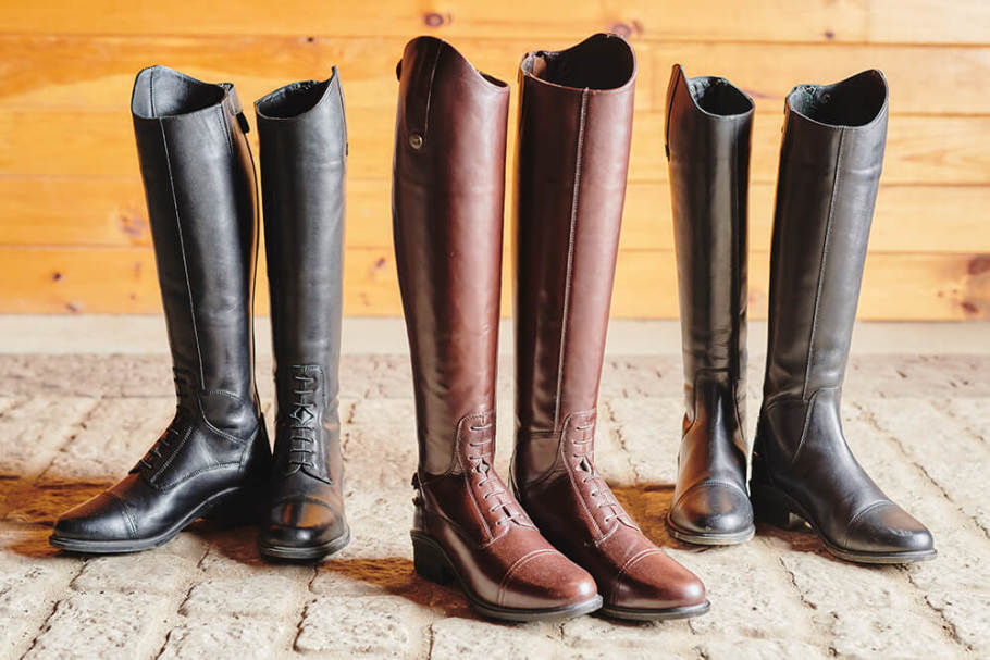 three different styles of tall riding boots