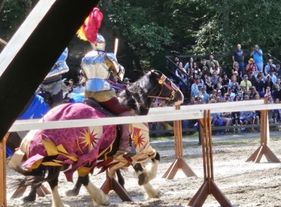 Two knights jousting at New York Renaissance Faire for Chivalry at Its Finest blog