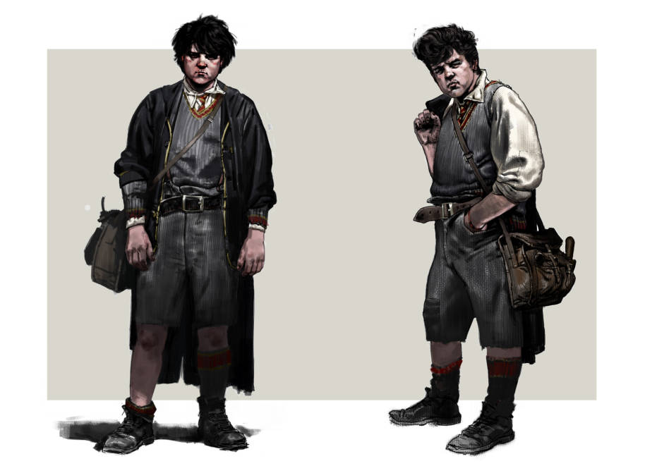 An illustration of Hagrid when he was a student.