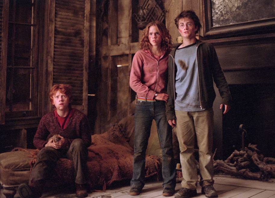 Harry Hermione Ron and Scabbers in the Shrieking Shack 